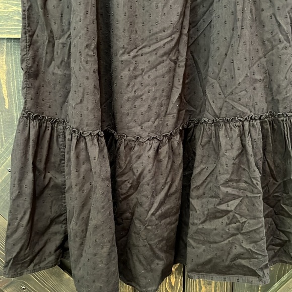 Old Navy Maxi Dress L Tall Black Embroidered Square Ruffle Textured Boho Peasant - Picture 4 of 14